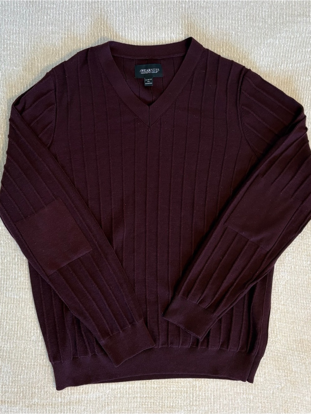 awearness (kenneth cole) drop-needle v-neck long-sleeve shirt